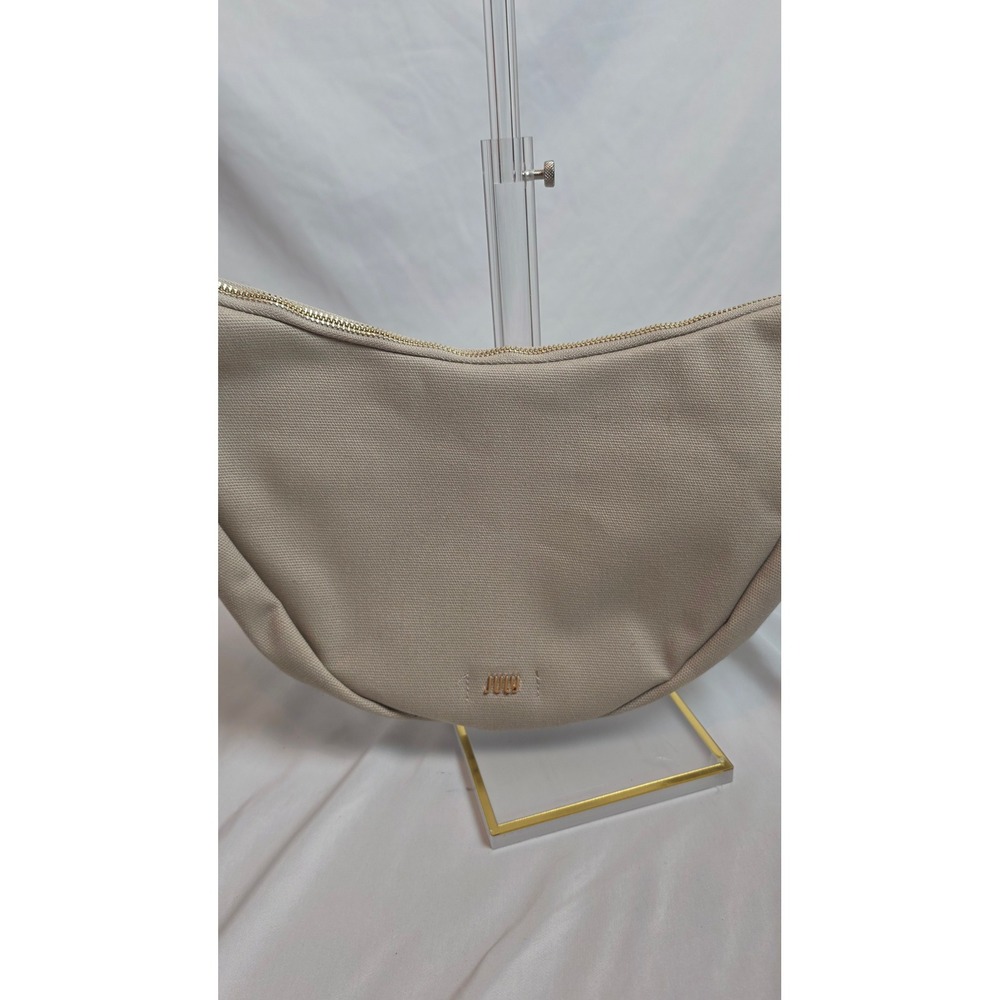 July Everyday Crescent Bag Beige Canvas Crossbody Gold Hardware NWOT